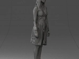 000540 Woman in Green Dress Natural Female Character 3D Model