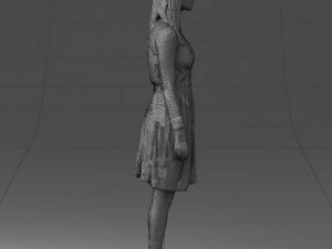 000540 Woman in Green Dress Natural Female Character 3D Model