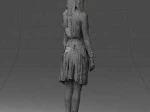 000540 Woman in Green Dress Natural Female Character 3D Model