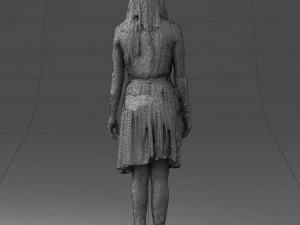 000540 Woman in Green Dress Natural Female Character 3D Model