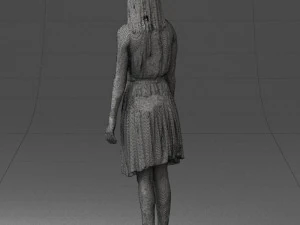 000540 Woman in Green Dress Natural Female Character 3D Model