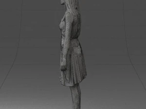 000540 Woman in Green Dress Natural Female Character 3D Model