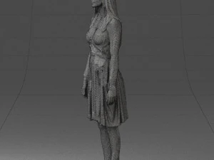 000540 Woman in Green Dress Natural Female Character 3D Model