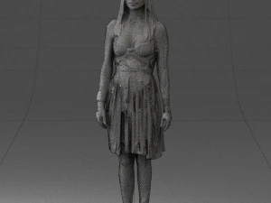 000540 Woman in Green Dress Natural Female Character 3D Model