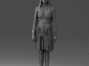 woman in green dress 0204 Model 3D