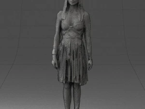 000540 Woman in Green Dress Natural Female Character 3D Model