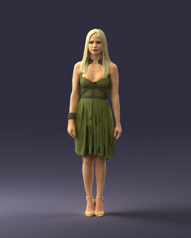 woman in green dress 0204 3d print ready Modèles 3D en vedette .c4d .max .obj .3ds .fbx .stl .blend 