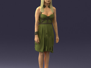 woman in green dress 0204 3d print ready Modèles 3D en vedette