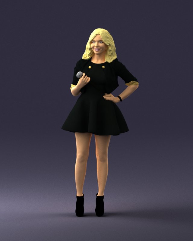 woman in black dress 0214 3D Модель .c4d .max .obj .3ds .fbx .stl .blend 