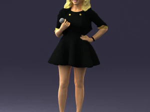 000550 Presentadora femenina con personaje de presentador de micr&oacute;fono Modelo 3D