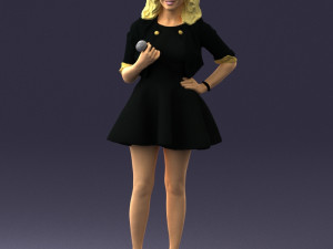 woman in black dress 0214 3D Модель