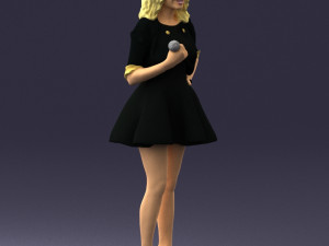 woman in black dress 0214 3D Модель