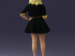 woman in black dress 0214 3D Модель