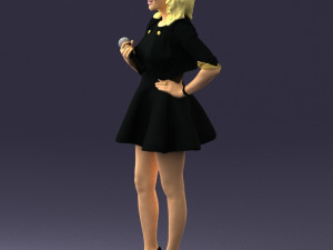 woman in black dress 0214 3D Модель