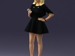 woman in black dress 0214 3D Модель