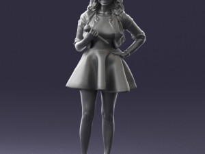 woman in black dress 0214 3D Модель