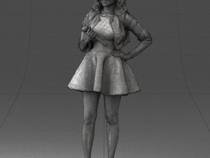 woman in black dress 0214 3D Модель
