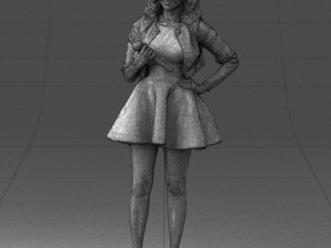 woman in black dress 0214 3D Модель