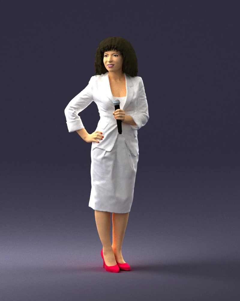 000553 Business Woman with Microphone Professional Speaker 3D Model .c4d .max .obj .3ds .fbx .stl .blend