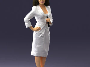 000553 Business Woman with Microphone Professional Speaker 3D Model