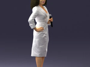 000553 Business Woman with Microphone Professional Speaker 3D Model