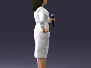 000553 Business Woman with Microphone Professional Speaker 3D Model