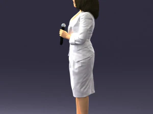 000553 Business Woman with Microphone Professional Speaker 3D Model
