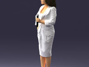 000553 Business Woman with Microphone Professional Speaker 3D Model