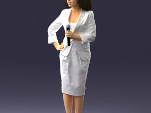 000553 Business Woman with Microphone Professional Speaker 3D Model