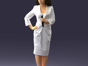 000553 Business Woman with Microphone Professional Speaker 3D Model