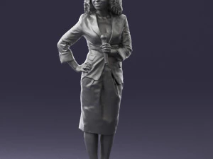 000553 Business Woman with Microphone Professional Speaker 3D Model