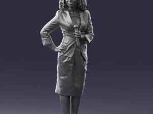 000553 Business Woman with Microphone Professional Speaker 3D Model