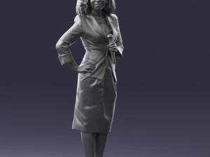 000553 Business Woman with Microphone Professional Speaker 3D Model