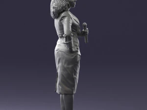 000553 Business Woman with Microphone Professional Speaker 3D Model