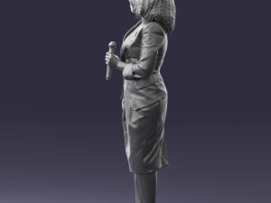 000553 Business Woman with Microphone Professional Speaker 3D Model