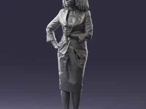 000553 Business Woman with Microphone Professional Speaker 3D Model