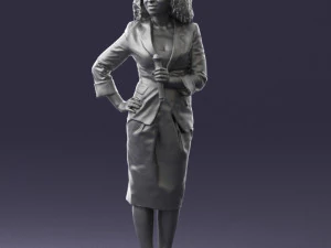 000553 Business Woman with Microphone Professional Speaker 3D Model