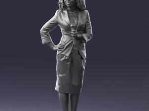 000553 Business Woman with Microphone Professional Speaker 3D Model