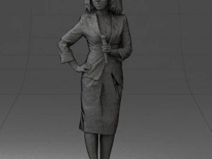 000553 Business Woman with Microphone Professional Speaker 3D Model