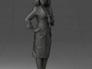 000553 Business Woman with Microphone Professional Speaker 3D Model