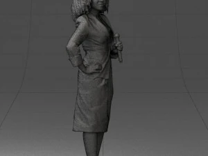 000553 Business Woman with Microphone Professional Speaker 3D Model