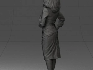 000553 Business Woman with Microphone Professional Speaker 3D Model