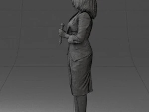 000553 Business Woman with Microphone Professional Speaker 3D Model