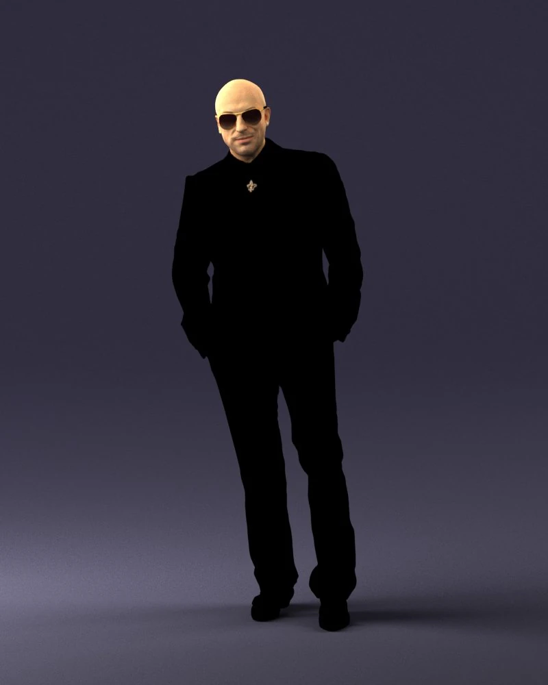 000486 Stylish Man in Black Suit with Sunglasses 3D Model .c4d .max .obj .3ds .fbx .stl .blend 