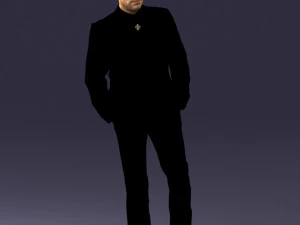 000486 Stylish Man in Black Suit with Sunglasses 3D Model