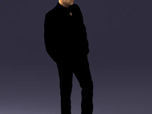 000486 Stylish Man in Black Suit with Sunglasses 3D Model
