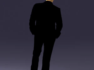 000486 Stylish Man in Black Suit with Sunglasses 3D Model