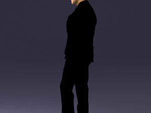 000486 Stylish Man in Black Suit with Sunglasses 3D Model