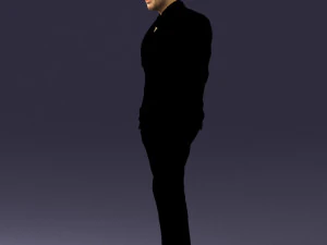 000486 Stylish Man in Black Suit with Sunglasses 3D Model