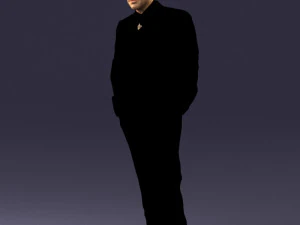 000486 Stylish Man in Black Suit with Sunglasses 3D Model